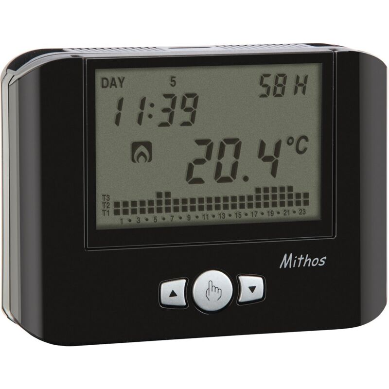 foto del prodotto ve479200 mithos h cronotermostato con umidostato, programmazione settimanale, alimentazione a batterie, nero vemer