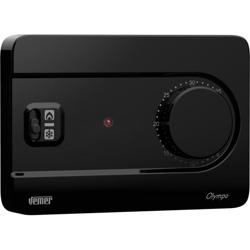 foto del prodotto ve757600 olympo termostato ambiente da parete con manopola, alimentazione 230v, nero vemer