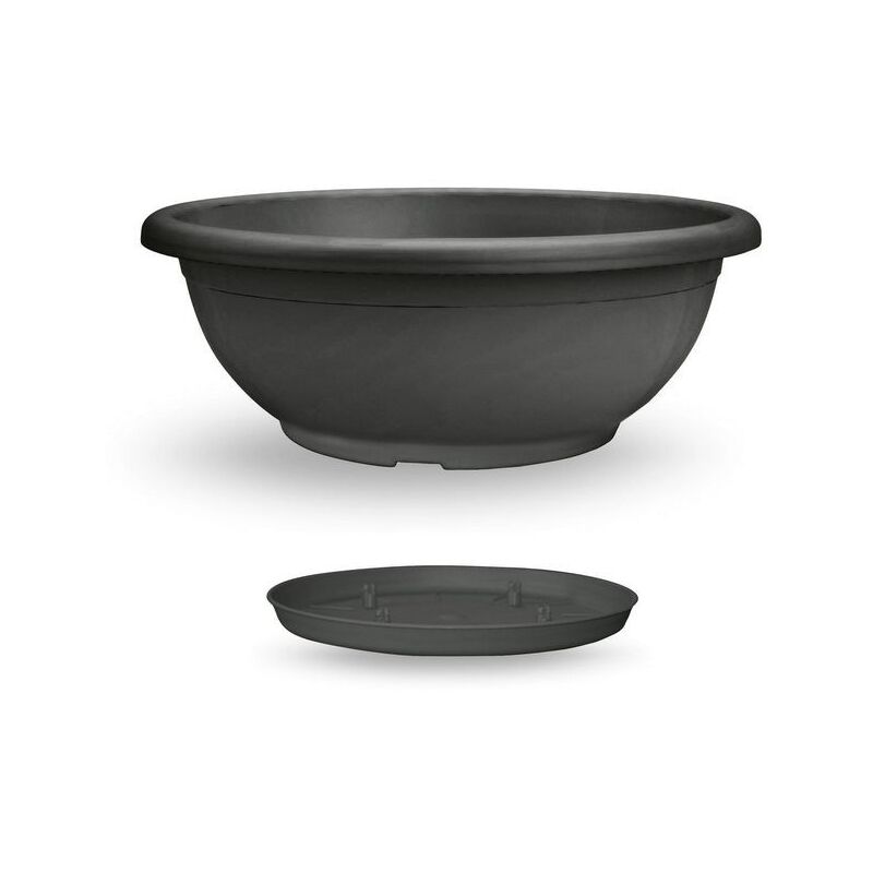 foto del prodotto veca - ciotola naxos con sottovaso ad incastro antracite - 70 cm