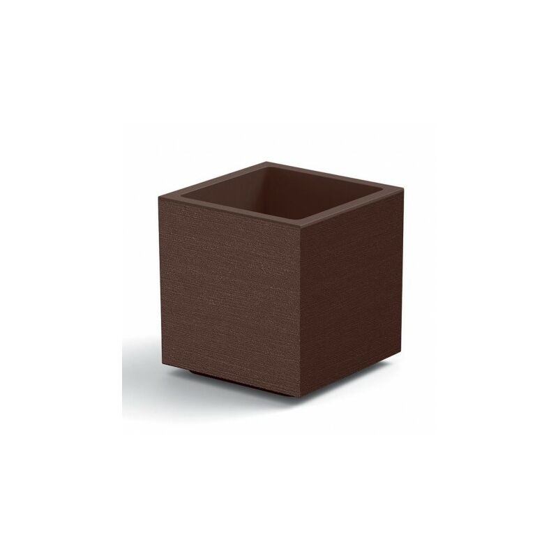 foto del prodotto veca - vaso fioriera quadrato cubo matheria in plastica con ruote 40 cm moderno - colore bronzo