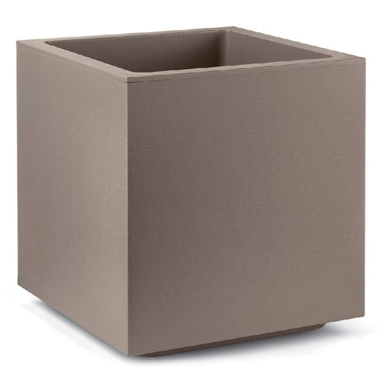 foto del prodotto veca vaso fioriera quadrato cubo matheria in plastica con ruote 50 cm moderno colore avana