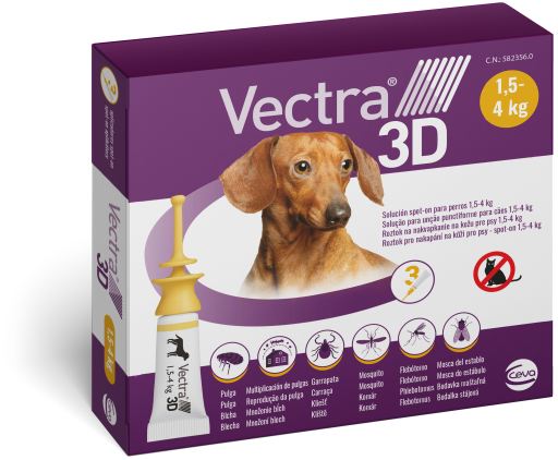 foto del prodotto vectra 3d 3 pipette per cani 1,5 4 kg antiparassitario per cani 1 ordine scegli lo sconto bzr5 bzr20 200 punti fedelt 