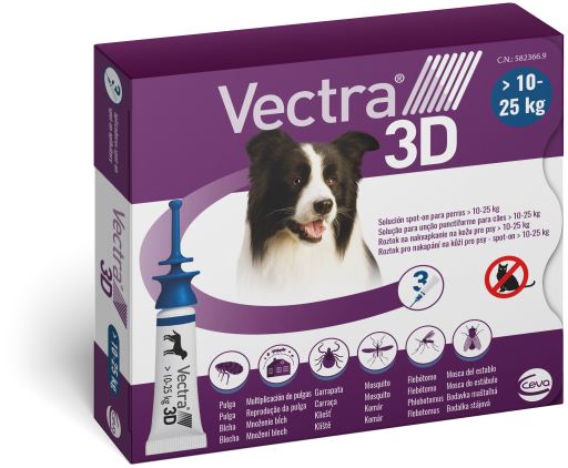 foto del prodotto vectra 3d 3 pipette per cani - 10 - 25 kg - antiparassitario per cani - 1 ordine scegli lo sconto bzr5 bzr20 200 punti fedeltà