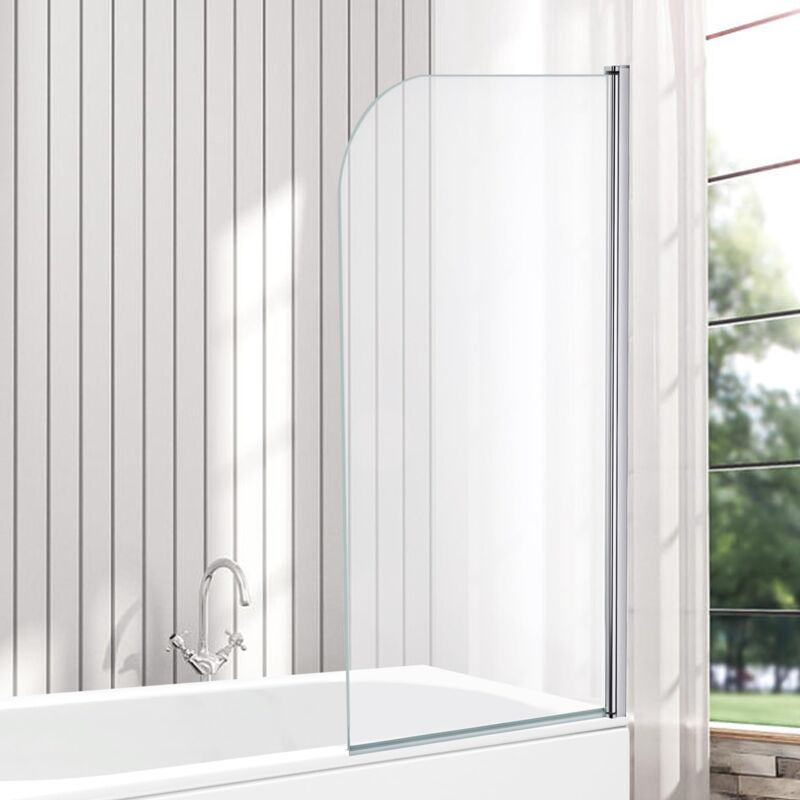 foto del prodotto veebath nceu010 pannello in vetro temperato di sicurezza per vasca da bagno, 6 mm, con bordo curvo, 1400 x 800 mm, finitura cromata