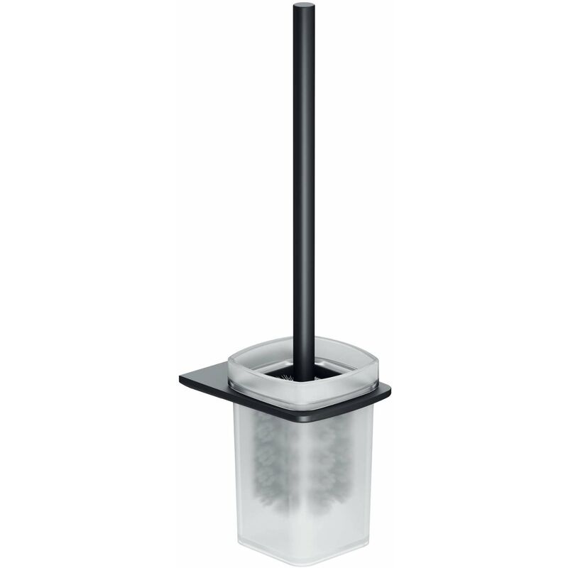 foto del prodotto vega scopino wc con supporto a parete, vetro opaco nero opaco 40518004 kielle