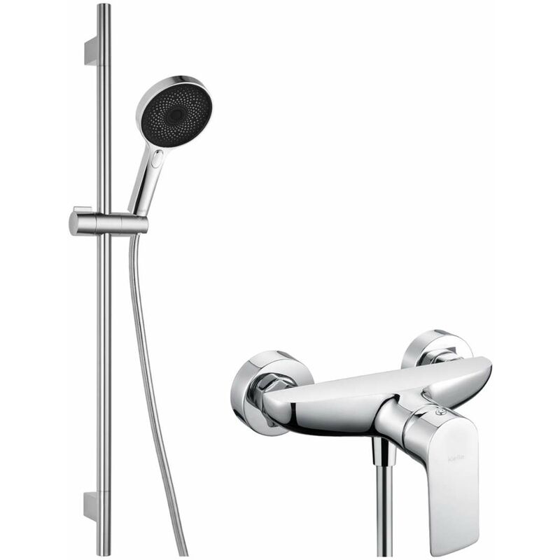 foto del prodotto vega - set doccia con miscelatore, asta saliscendi, flessibile e doccetta, cromo 20618sn10 - kielle
