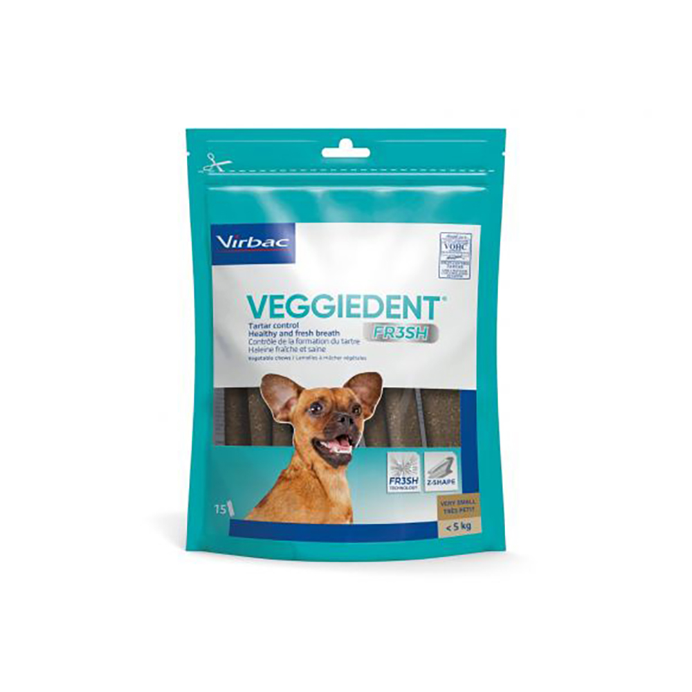 foto del prodotto veggiedent fresh per cani 15 x 9 g xs per cani di taglia extra piccola 5 kg 