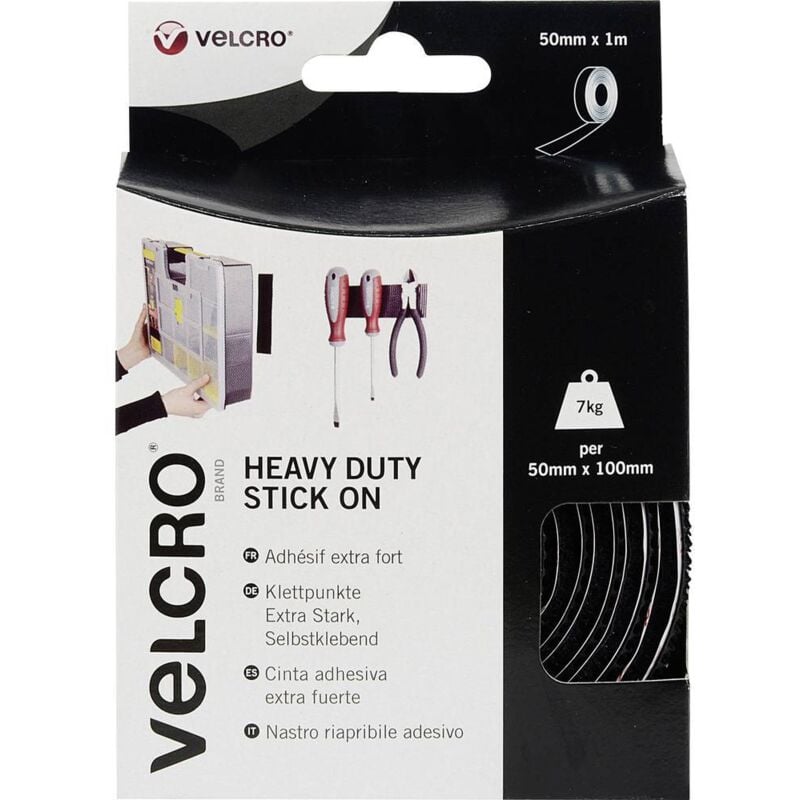 foto del prodotto vel ec60241 nastro a strappo da incollare lato morbido e lato rigido, extra forte l x l 1000 mm x 50 mm nero velcro