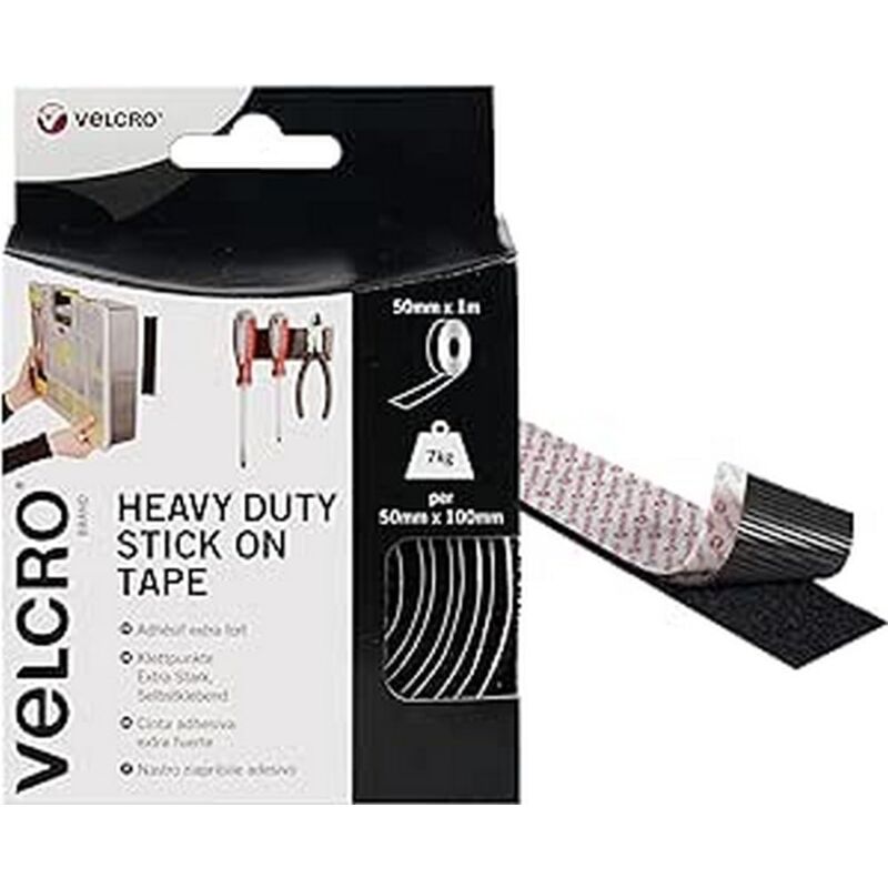 foto del prodotto vel ec60241 nastro extra strong, 50 x 1 m, nero velcro