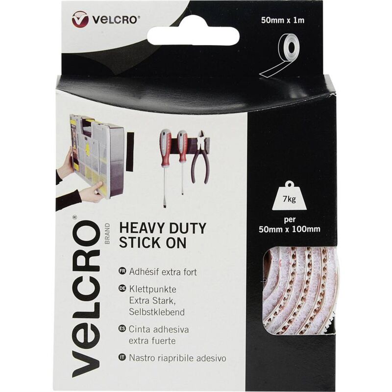 foto del prodotto vel ec60242 nastro a strappo da incollare lato morbido e lato rigido, extra forte l x l 1000 mm x 50 mm bianc velcro
