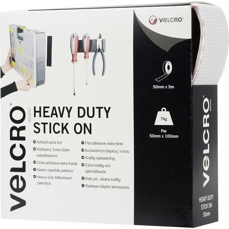 foto del prodotto vel ec60244 nastro a strappo da incollare lato morbido e lato rigido, extra forte l x l 5000 mm x 50 mm bianc velcro