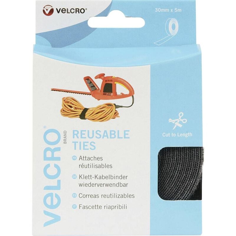 foto del prodotto vel ec60254 fascette a strappo per raggruppare lato morbido e lato rigido l x l 5000 mm x 30 mm nero 5 m velcro