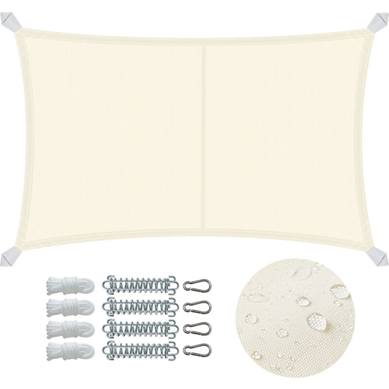 foto del prodotto vela ombreggiante impermeabile rettangolare 3x5m con kit di fissaggio, protezione uv 95 , beige vounot
