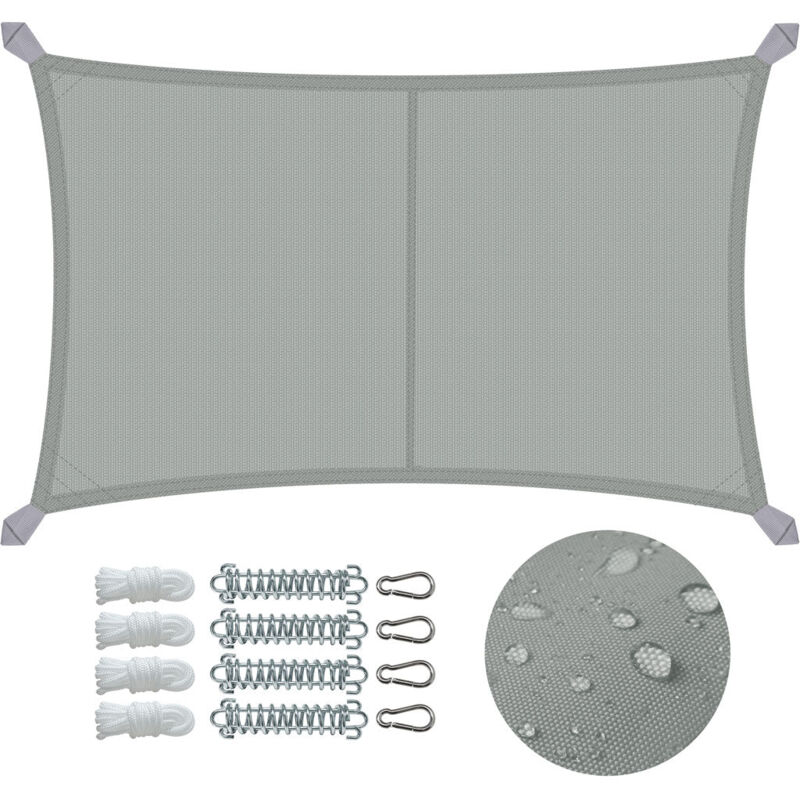 foto del prodotto vela ombreggiante impermeabile rettangolare 3x5m con kit di fissaggio, protezione uv 95 , grigio vounot