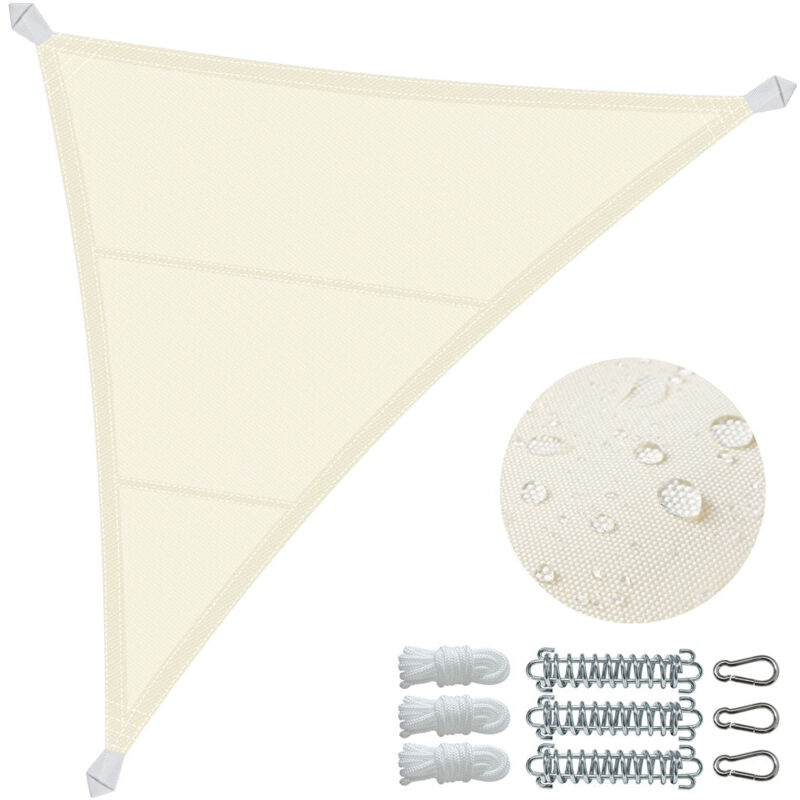 foto del prodotto vela ombreggiante impermeabile triangolare 5x5x5m con kit di fissaggio, protezione uv 95 , beige vounot