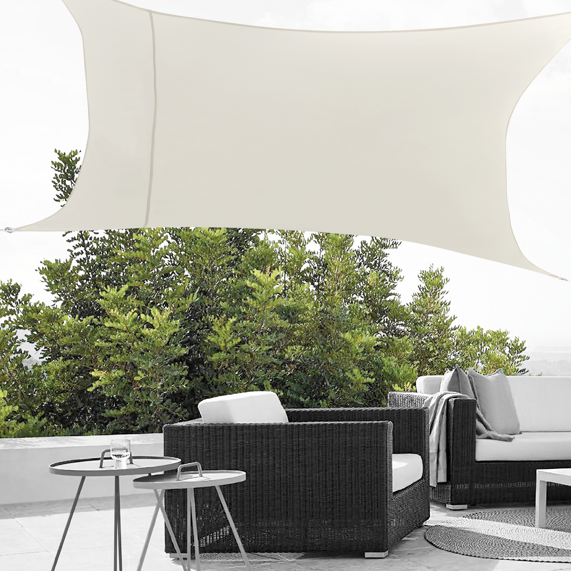 foto del prodotto vela ombreggiante lerma tenda parasole 200x300 cm color sabbia en.casa 