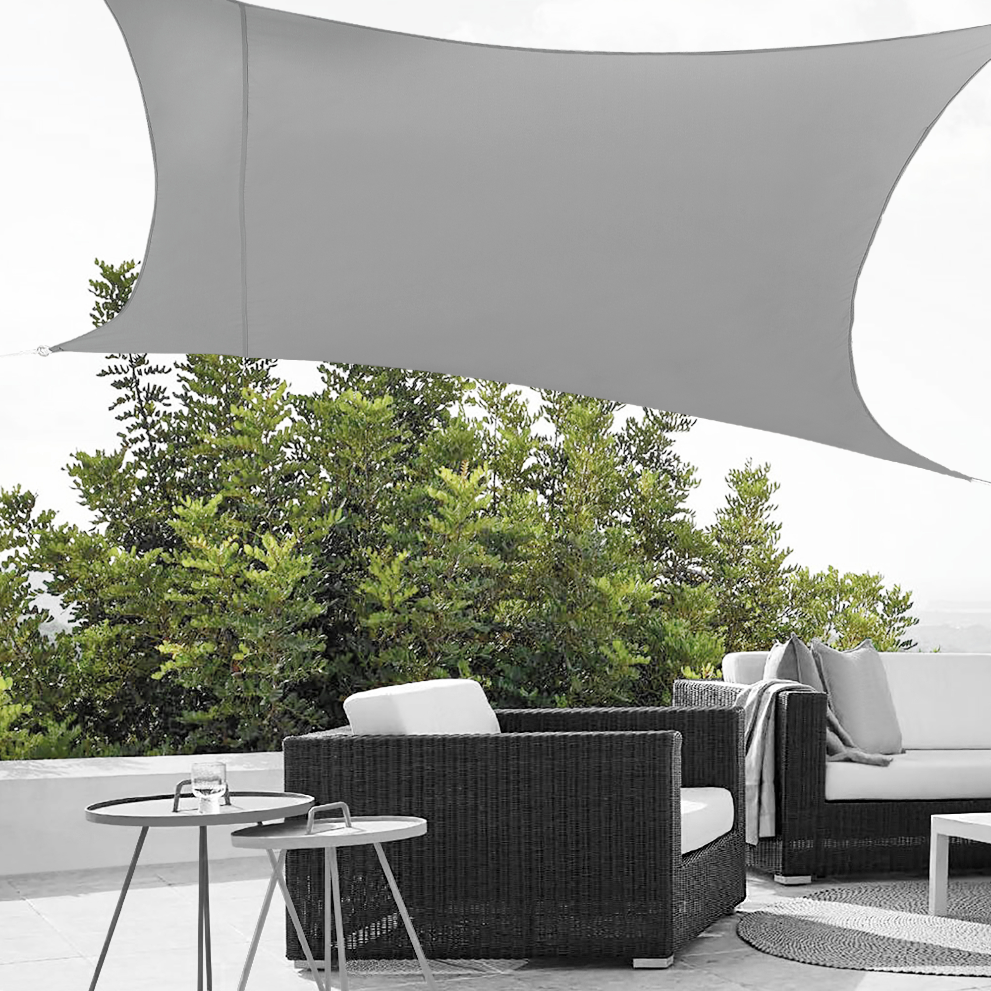foto del prodotto vela ombreggiante lerma tenda parasole 200x400 cm grigio chiaro en.casa 