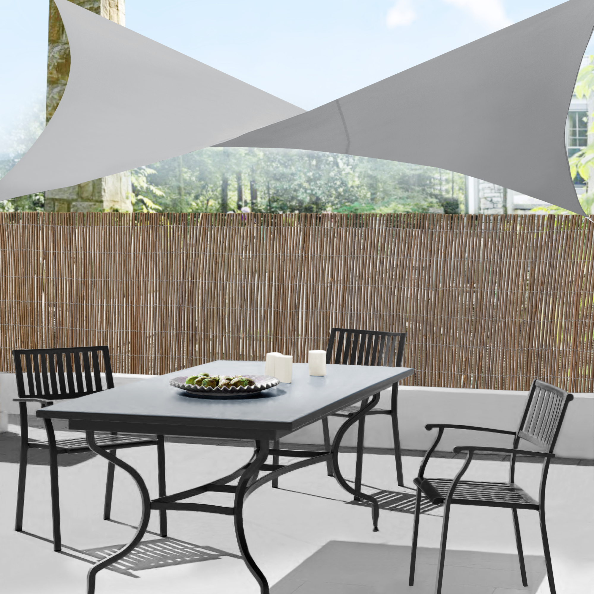 foto del prodotto vela ombreggiante lerma tenda parasole 300x300 cm grigio chiaro en.casa 