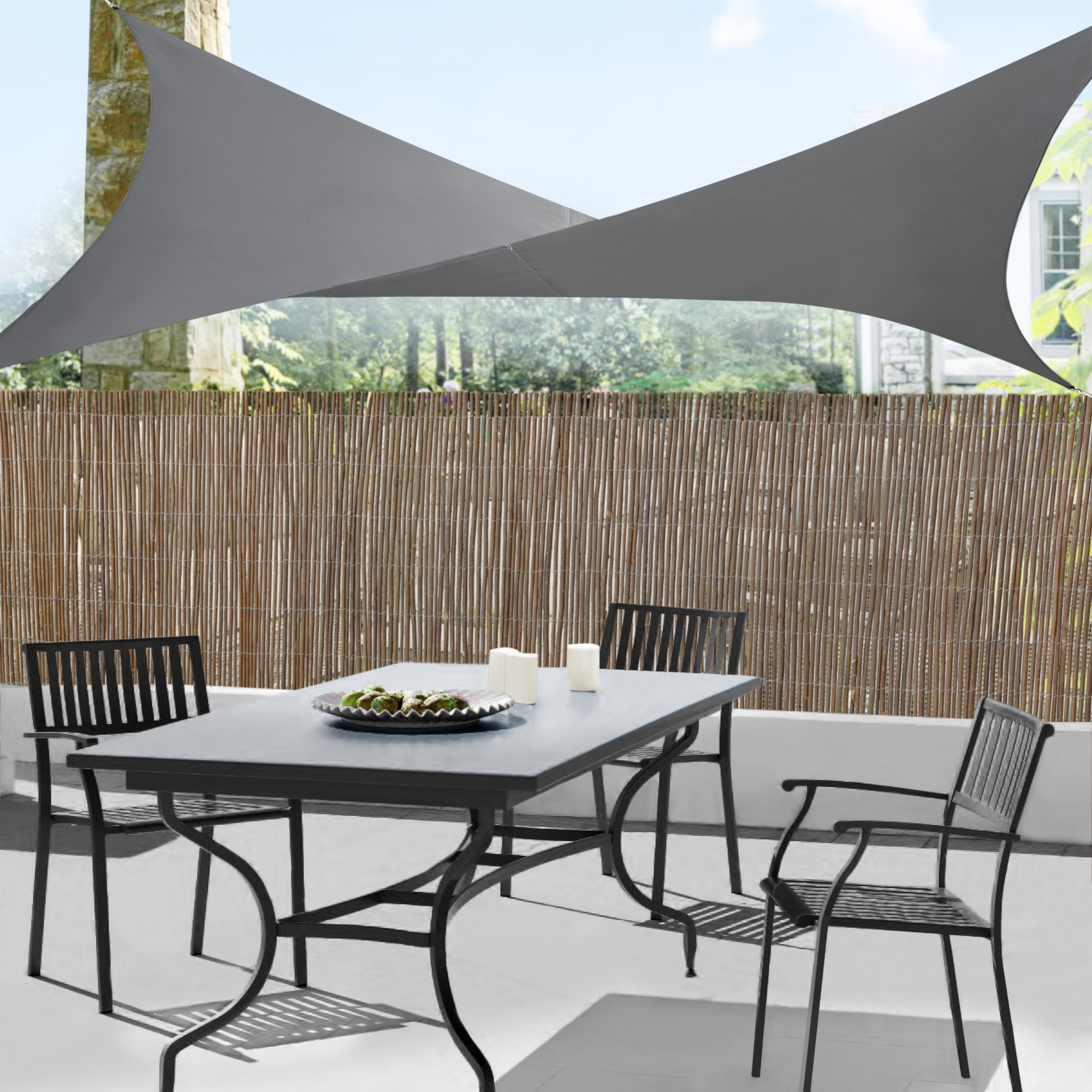 foto del prodotto vela ombreggiante lerma tenda parasole 300x300 cm grigio scuro en.casa 