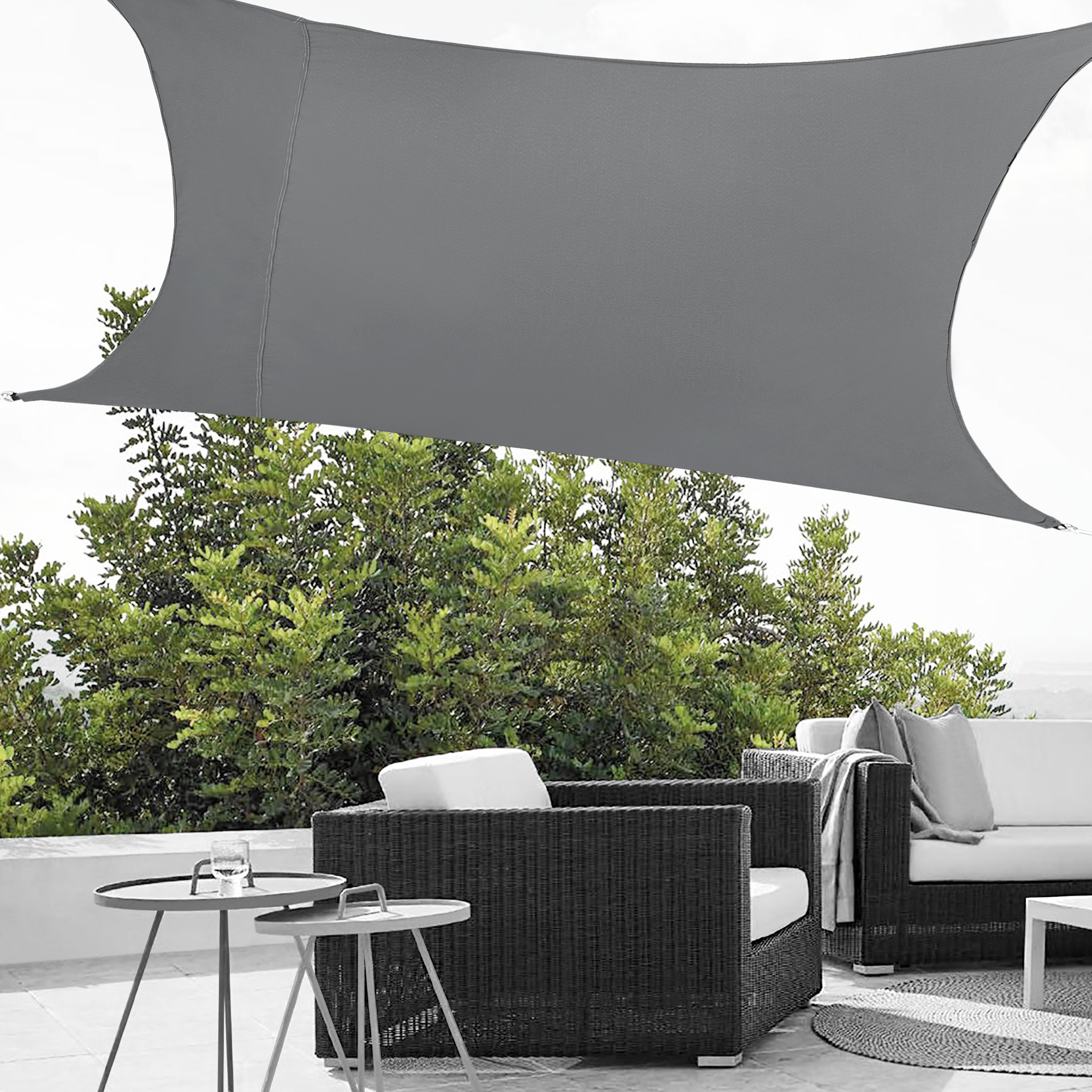 foto del prodotto vela ombreggiante lerma tenda parasole 300x400 cm grigio scuro en.casa 