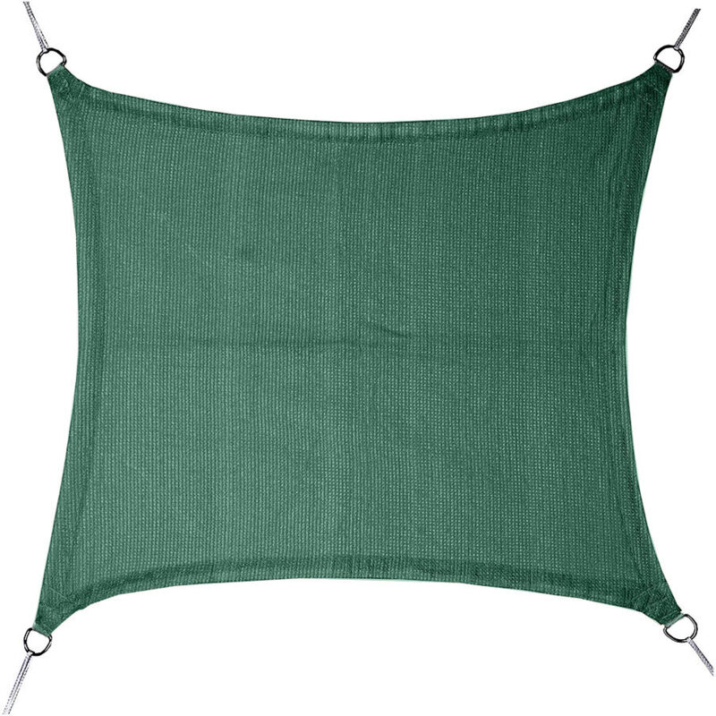 foto del prodotto vela ombreggiante quadrata 3,6x3,6m con corda in polietilene con anelli in acciaio inox in verde