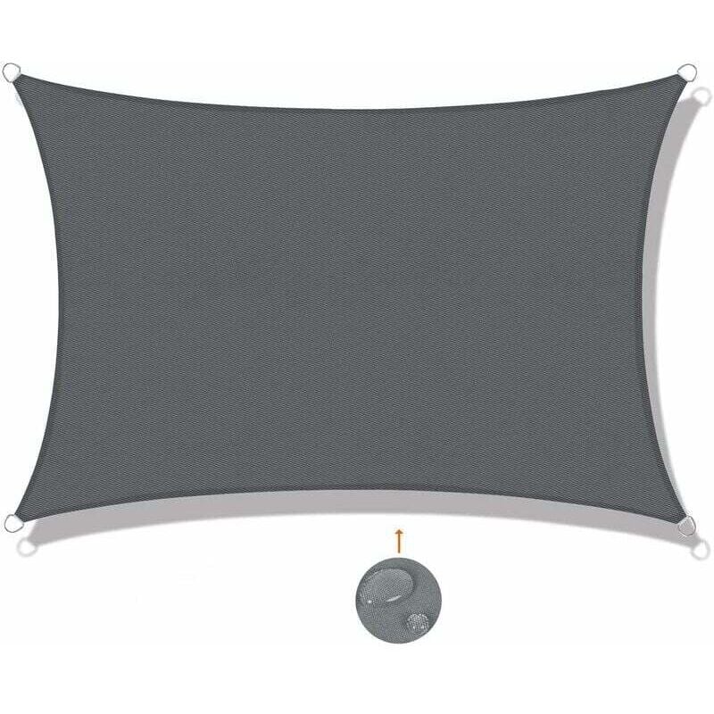 foto del prodotto vela ombreggiante rettangolare 2x4m telo ombreggiante impermeabile protezione uv per patio, giardino, terrazza, esterno, balcone, grigio antracite