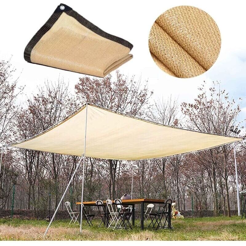 foto del prodotto vela ombreggiante rettangolare beige, vela ombreggiante traspirante e resistente ai raggi uv al 90 per serra, pergola, giardino, piscina, 4 x 6 m