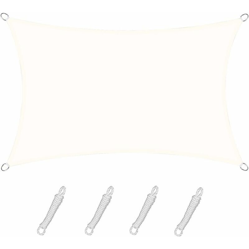 foto del prodotto vela ombreggiante rettangolare quadrata 2,5x3 m color crema, tela impermeabile, protezione uv al 95 , per esterni, giardino e patio, piscina