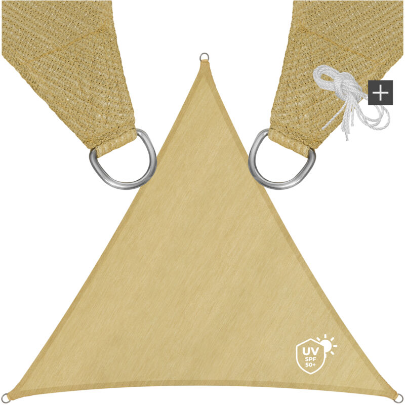 foto del prodotto vela ombreggiante triangolare in polietilene, beige telo ombreggiante, ombreggiante, telo vela ombreggiante 5 x 5 x 5 m