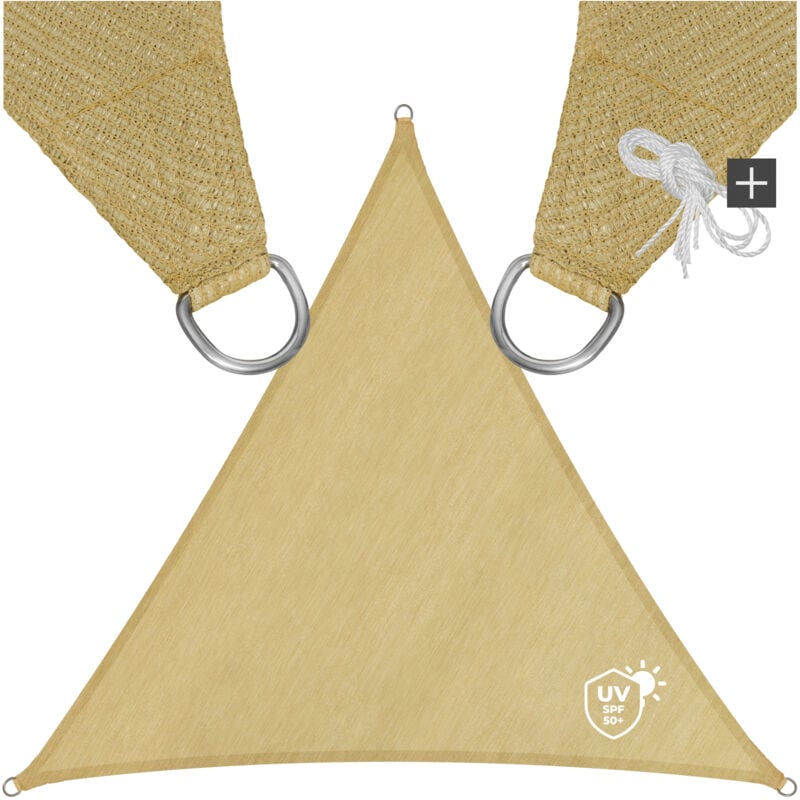 foto del prodotto vela ombreggiante triangolare in polietilene, beige telo ombreggiante, ombreggiante, telo vela ombreggiante 6 x 6 x 6 m