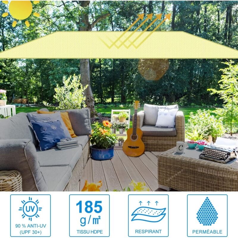 foto del prodotto vela ombreggiante ymyny vela ombreggiante da giardino, vela ombreggiante da patio, vela parasole, resistente al 90% ai raggi uv, traspirante, hdpe ad alta densità, per patio/giardino (2x5m)