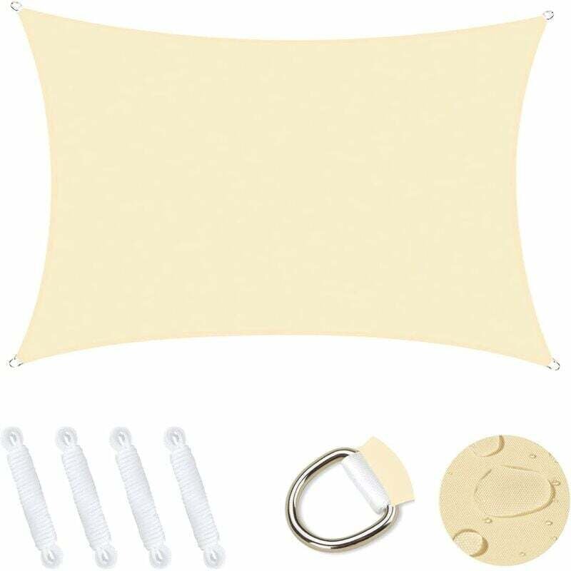 foto del prodotto vela parasole rettangolare 2x3m, riparo da giardino, protezione solare uv al 95 , impermeabile, resistente, per esterni, patio, giardino, cortile,