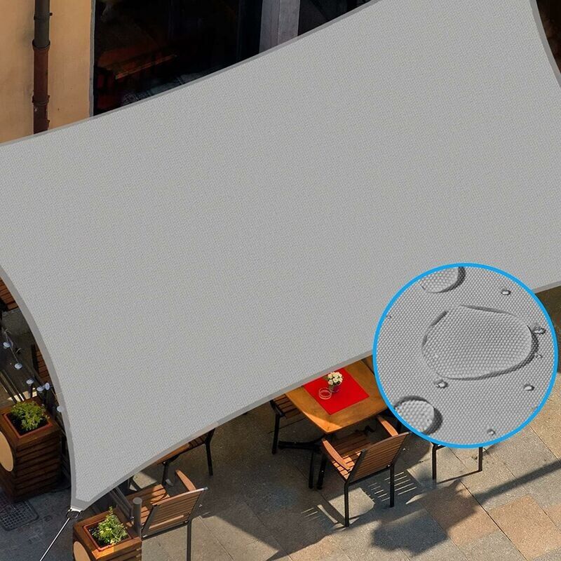 foto del prodotto vela parasole rettangolare, tenda da sole per esterni, patio, giardino, terrazza con corda, impermeabile e protezione uv rettangolare 3x3 m, grigio