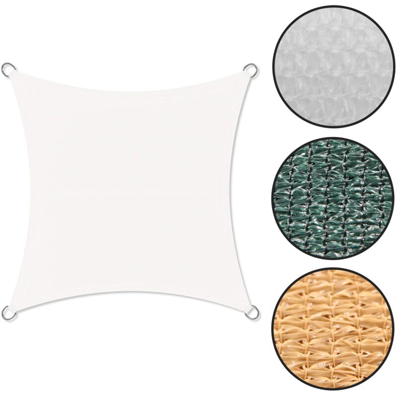 foto del prodotto vela quadrata telo ombreggiante bianco mt 2,9x2,9 in hdpe con anelli di ancoraggio da giardino esterno bianco 2,9x2,9 m