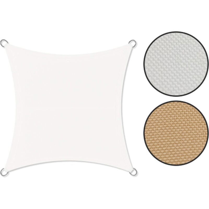 foto del prodotto vela telo ombreggiante quadrato 2,9x2,9m in poliestere colore bianco con anelli di ancoraggio e corda da giardino esterno bianco 2,9x2,9 m - koem