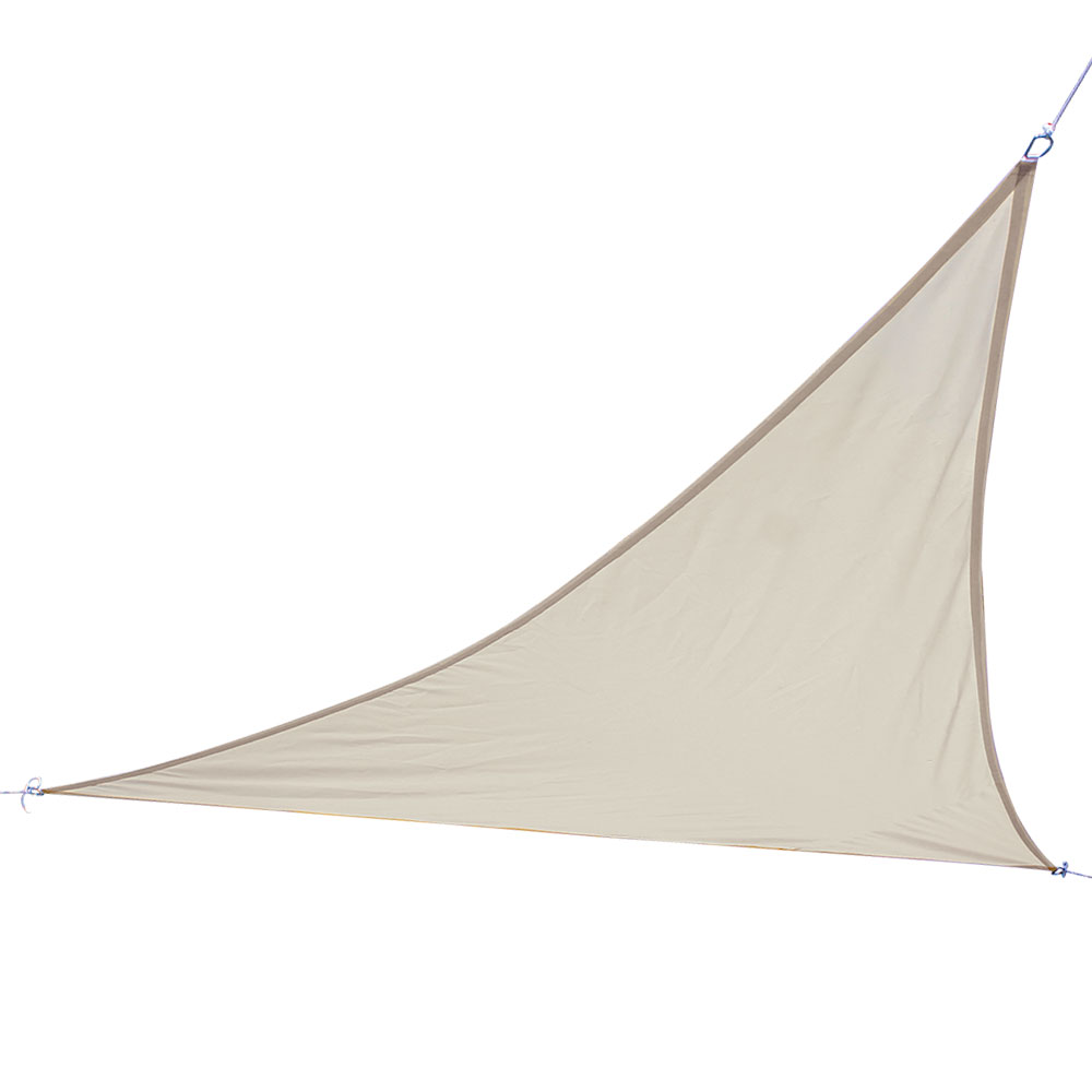 foto del prodotto vela telo parasole 5x5 mt tenda triangolare ombreggiante giardino tessuto beige