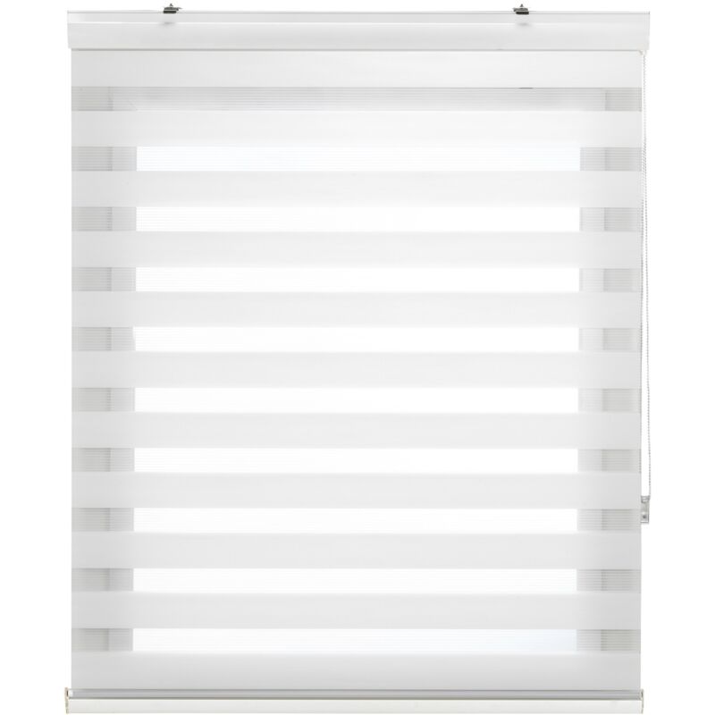 foto del prodotto vela tenda a rullo in doppio strato notte e giorno con cassonetto in alluminio bianco sporco, tenda per interne 120 x 180 cm larghezza x altezza 