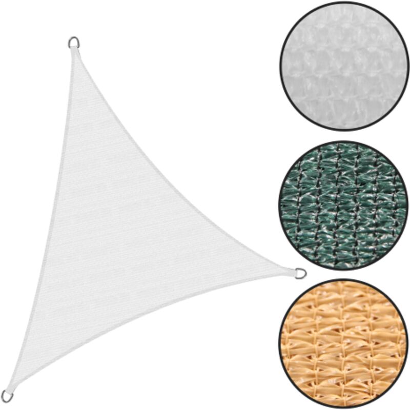 foto del prodotto vela triangolare telo ombreggiante verde mt 5x5x5 in hdpe con anelli di ancoraggio da giardino esterno verde 5x5x5 m