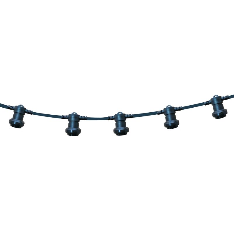 foto del prodotto velamp cordoniera 20 portalampada e27. catena luci da giardino. per interno ed esterno. lunghezza 20m. prolungabile, appendibile, nero