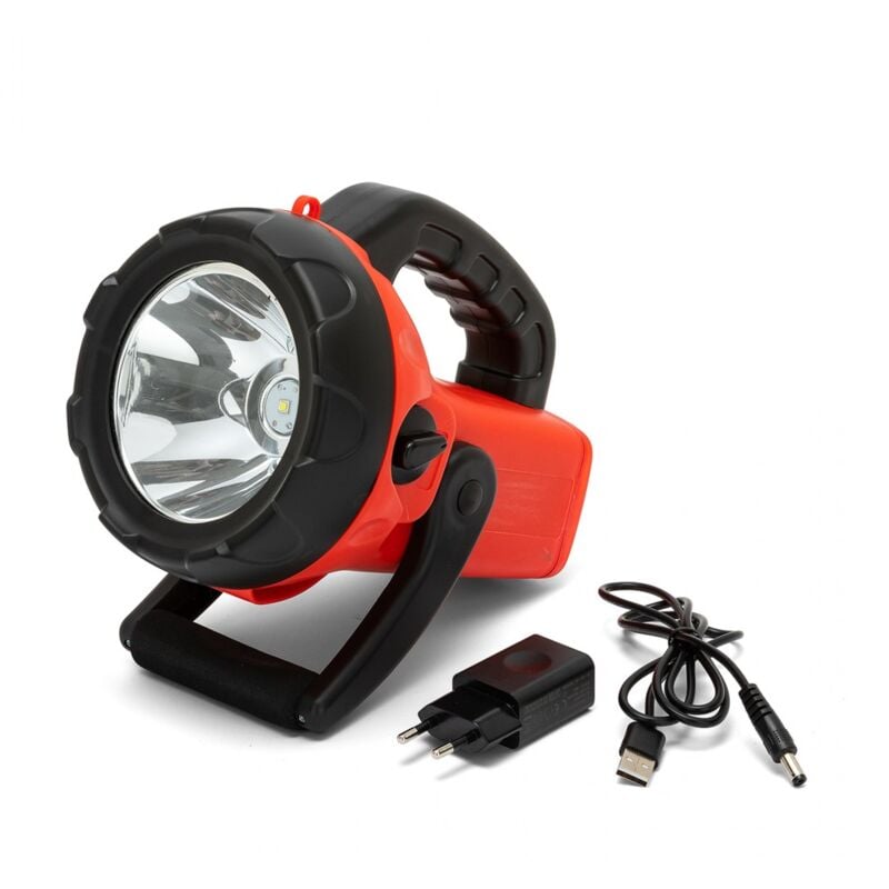 foto del prodotto velamp faro led portatile 10w con lampeggiante, 800 lm, portata 800 metri, ricaricabile con adattatore 220v e cavo usb ir561