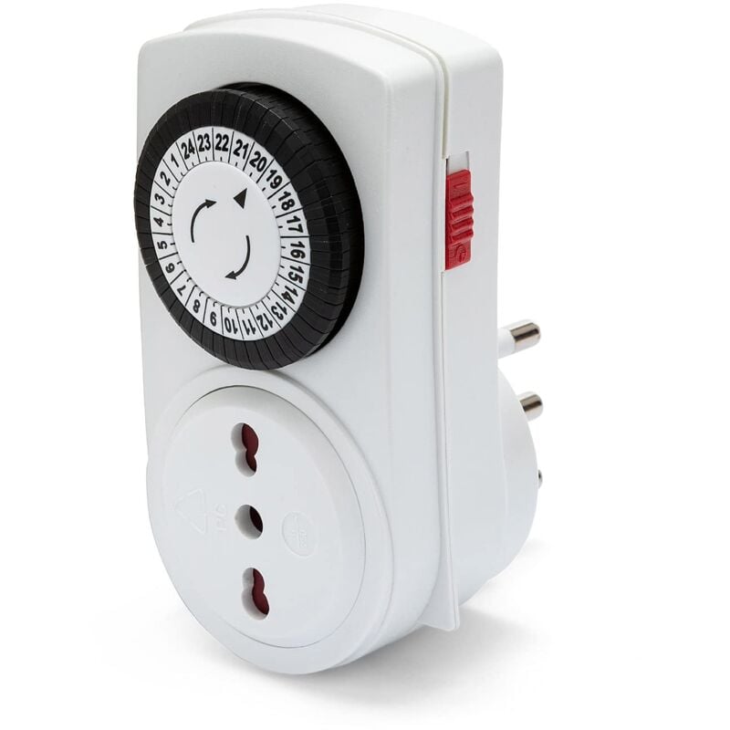 foto del prodotto velamp presa temporizzata programmatore timer giornaliero spina grande 16 a e presa bivalente 10 16a carico max 3600w 16a