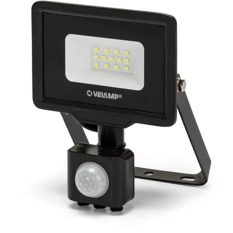 immagine 0 del prodotto velamp proiettore led smd 10w sensore di movimento impermeabile ip44 bianco freddo 6500k colore nero ideale per esterni come faro di