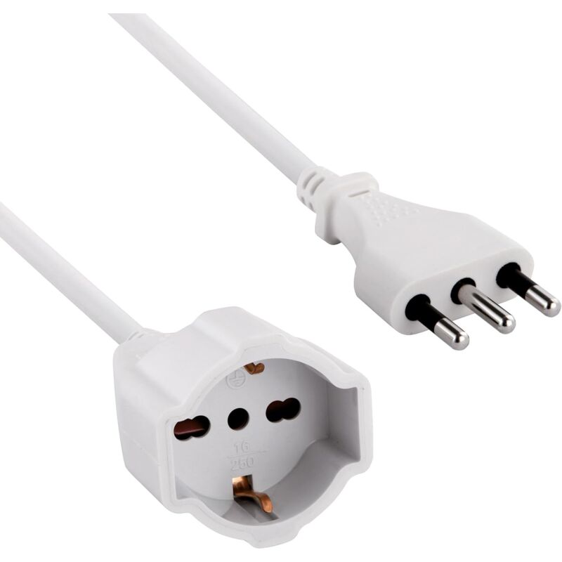 foto del prodotto velamp prolits 5 prolunga 5 mt spina 16a e presa polivalente schuko 10 16a , bianco sezione cavo 3g1,5 mm, 230 v