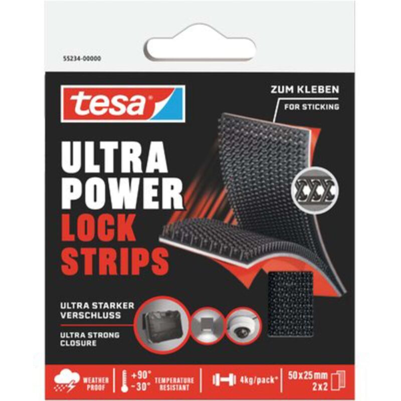 foto del prodotto velcro adesivo ultra power lock strips 55234 tesa nero mm 25x50 cf pz 4 2 confezione