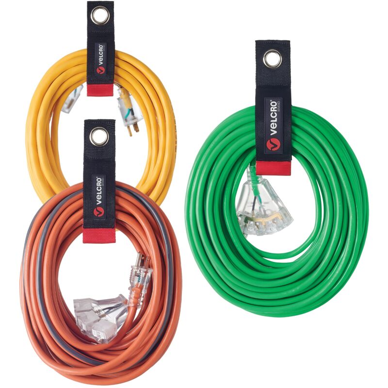 foto del prodotto velcro brand confezione da 27,2 45,4 kg, cinghie resistenti si adattano facilmente a ganci o chiodi, perfette per organizzare il garage, 3 pezzi,