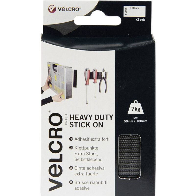 foto del prodotto velcro vel ec60239 nastro a strappo da incollare lato morbido e lato rigido, extra forte l x l 100 mm x 50 mm nero 2
