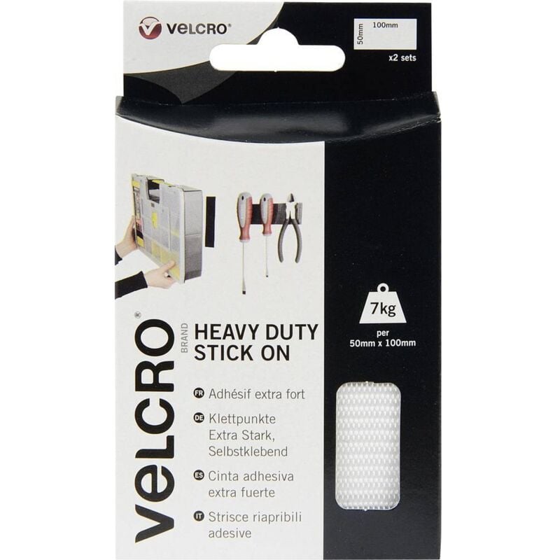 foto del prodotto velcro vel ec60240 nastro a strappo da incollare lato morbido e lato rigido, extra forte l x l 100 mm x 50 mm bianco