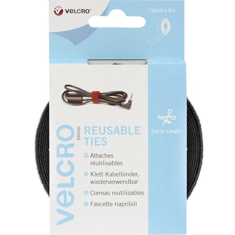 foto del prodotto velcro vel ec60253 fascette a strappo per raggruppare lato morbido e lato rigido l x l 5000 mm x 10 mm nero 5 m