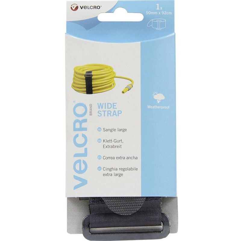 foto del prodotto velcro vel ec60329 nastro a strappo con fibbia lato morbido e lato rigido l x l 920 mm x 50 mm nero 1 pz.