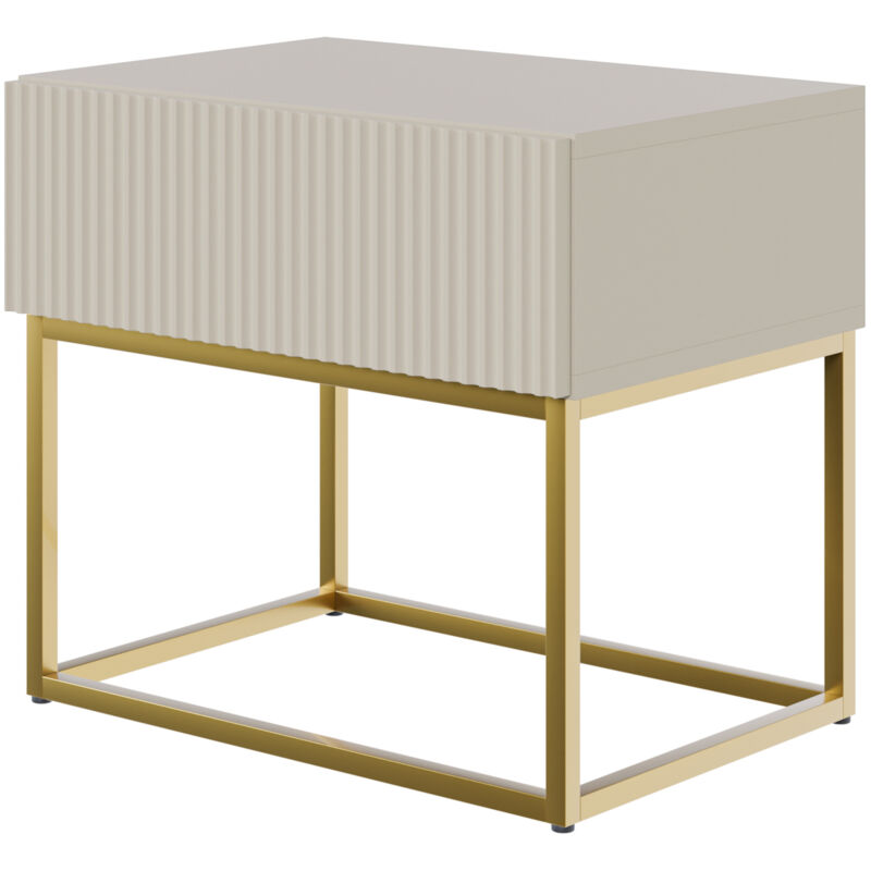 foto del prodotto veldio comodino 50 cm taupe grigio beige con gambe dorate selsey